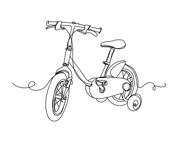 Dessin Continu Une Ligne Vélo Pour Enfants Silhouette Sur Fond — Image vectorielle