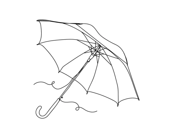 Kontinuerlig Linje Ritning Paraply Siluett Vit Bakgrund Linjär Stilisering Minimalistisk — Stock vektor