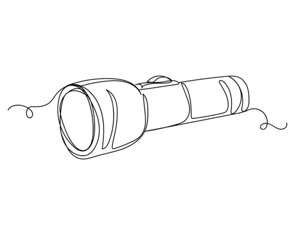 Dibujo Continuo Una Línea Linterna Silueta Sobre Fondo Blanco Linear — Archivo Imágenes Vectoriales