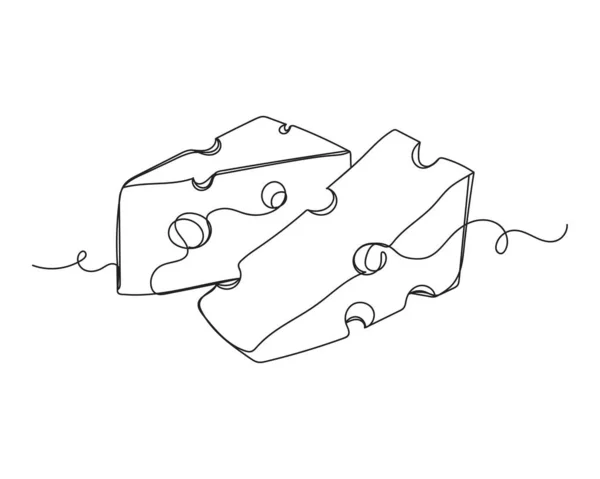 Kontinuální Jednořádková Kresba Ikony Trojúhelníku Sýra Bílém Pozadí Lineární Stylizované — Stockový vektor