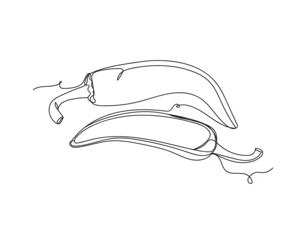 白を基調としたシルエットに新鮮な唐辛子のアイコンの連続した1行の図面 線形スタイル ミニマリスト — ストックベクタ