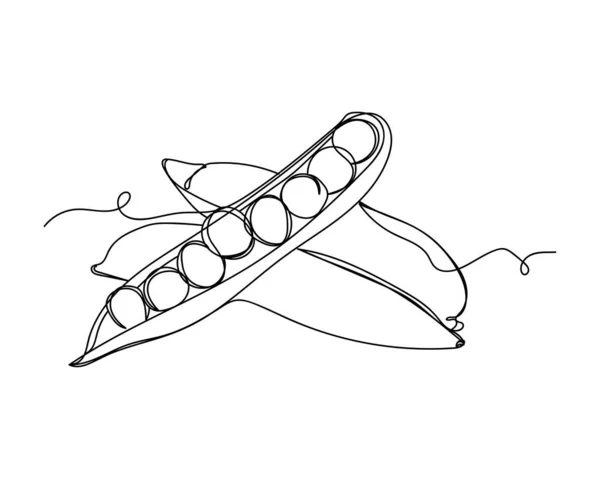 Kontinuierliche Linienzeichnung Des Erbsensymbols Silhouette Auf Weißem Hintergrund Lineare Stilisierung — Stockvektor
