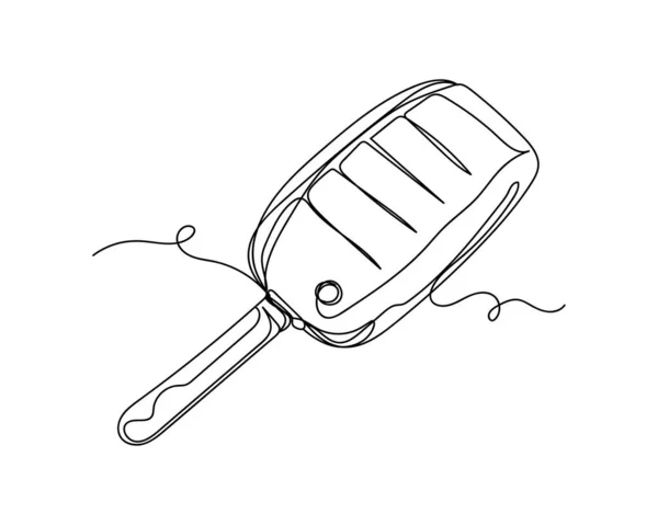 Continuous One Line Drawing Modern Car Flip Key Icon Silhouette — Stock Vector