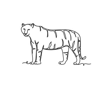 Beyaz arka planda sürekli olarak kaplan yürüyen ikon çizimi. Doğrusal biçimlendirilmiş.