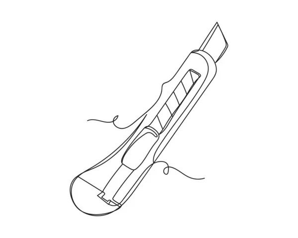 Desenho Contínuo Uma Linha Lâmina Segmentada Ícone Faca Utilitário Lâmina — Vetor de Stock