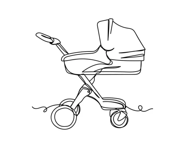 Continu Een Lijn Tekening Van Baby Koets Pictogram Silhouet Een — Stockvector