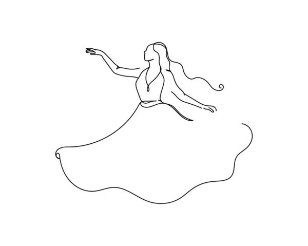 Dessin Continu Une Ligne Logo Jolie Belle Icône Fille Silhouette — Image vectorielle