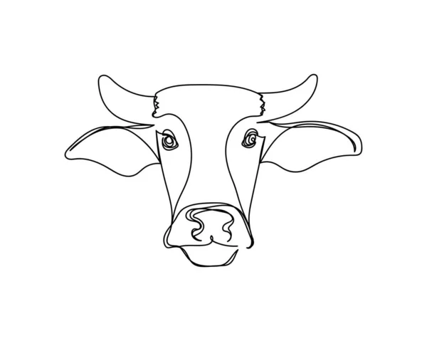 Dessin Continu Une Ligne Logo Tête Buffle Veau Vache Icône — Image vectorielle