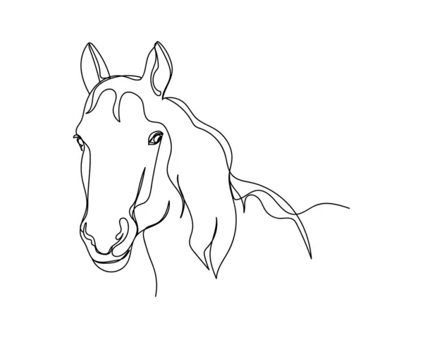 Desenho Contínuo Uma Linha Logotipo Ícone Cavalo Cabeça — Vetor de Stock