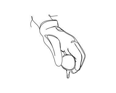 Devamlı çizilen bir el çizimi beyaz arka plana golf topu simgesini koyuyor. Doğrusal biçimlendirilmiş.