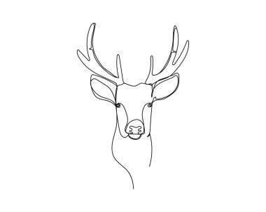 Beyaz bir arkaplanda 2022 yılbaşı geyiğinin siluet simgesiyle aralıksız bir çizimi. Doğrusal biçimlendirilmiş.