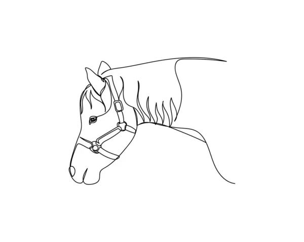 Kontinuierliche Einzeilige Zeichnung Des Logos Niedliches Pferd Silhouette Symbol Auf — Stockvektor