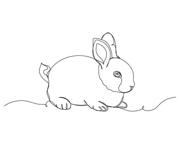 Безперервний Однорядковий Малюнок Ікони Кролика Силуеті Білому Тлі Лінійно Стилізований — стоковий вектор