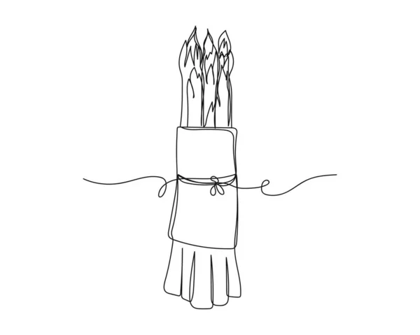 Dessin Continu Une Ligne Une Icône Asperges Silhouette Sur Fond — Image vectorielle