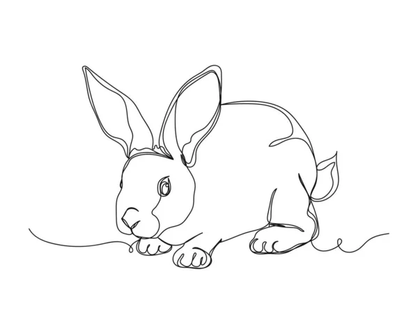 Beyaz Arka Planda Siluette Şirin Tavşan Tavşan Ikonu Çizimleri Devam — Stok Vektör