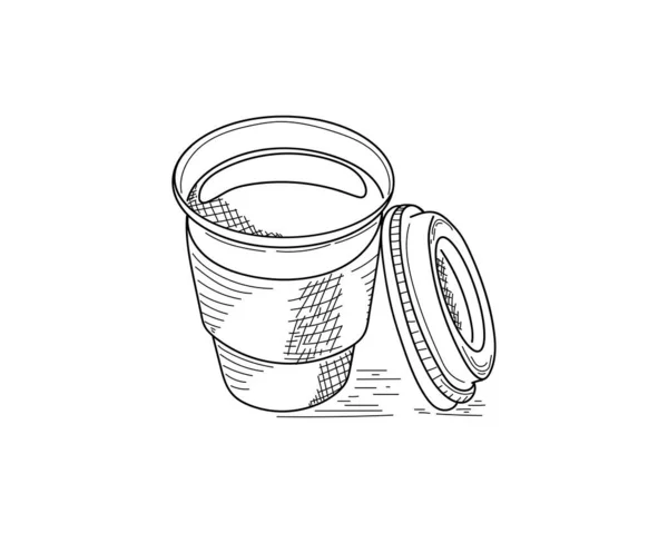 Disegno Incisione Inchiostro Line Art Illustrazione Vettoriale Tazza Caffè Take — Vettoriale Stock