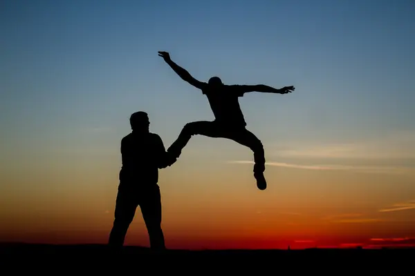 People Silhouette Sunset — Stock Photo, Image