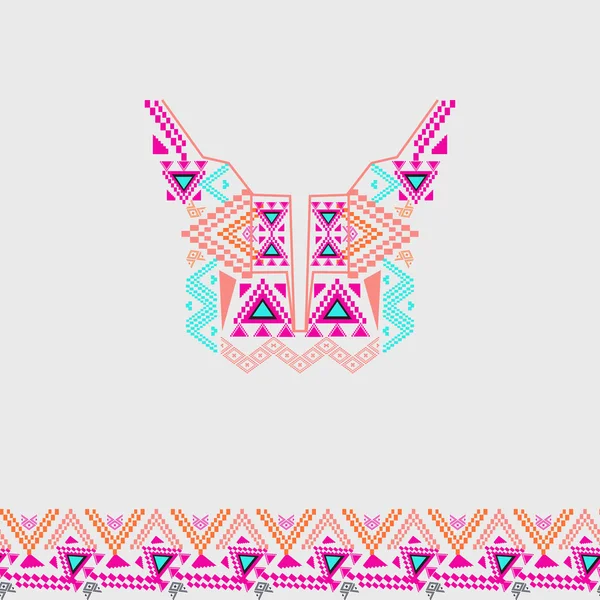 Diseño escote con borde en estilo étnico para la moda. Huella de cuello azteca. Tendencia de color Electro boho — Archivo Imágenes Vectoriales