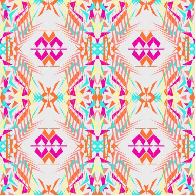 Vektör sorunsuz doku. Kabile geometrik desen. Elektro boho renk eğilim. Aztek süs stili