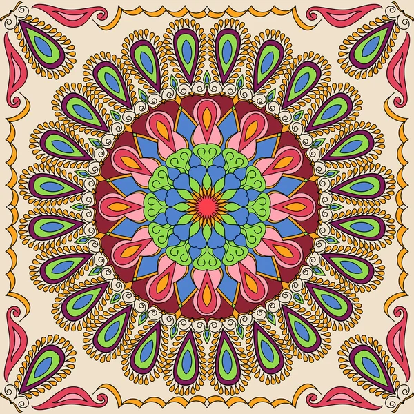 Vector vierkante mandala patroon als voorbeeld voor het boek kleurplaten voor volwassenen. Pagina voor ontspanning en meditatie. Mexicaanse tegels voor keramiek — Stockvector