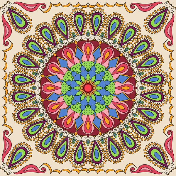 Vektör kare mandala desen kitap için yetişkin renklendirme için örnek olarak. Relax ve meditasyon için sayfa. Meksika Karo seramik için