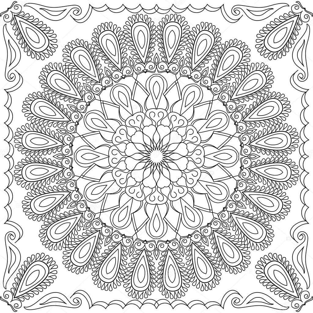 de coloriage de vecteur pour adulte Page carrée pour la Livre de coloriage de vecteur pour adulte Page carrée pour la relaxation et la méditation Mod¨le de mandala