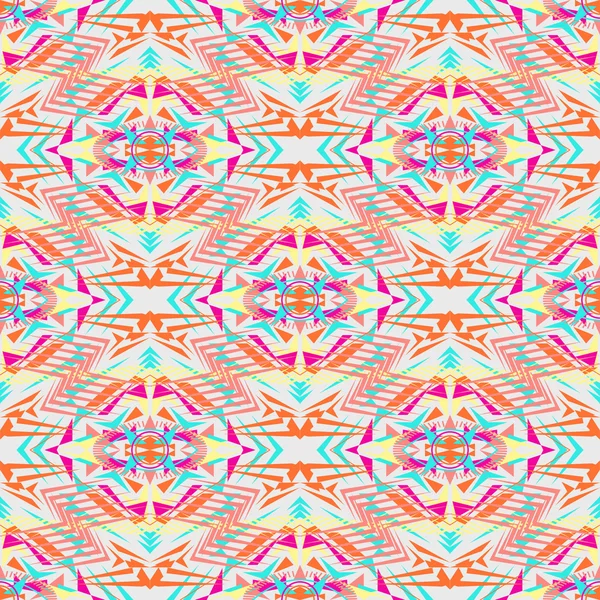 Vector naadloze textuur. Tribal geometrische patroon. Electro boho kleur trend. Azteekse decoratieve stijl — Stockvector