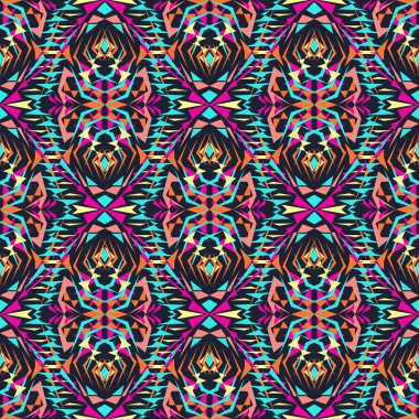 Vektör sorunsuz doku. Kabile geometrik desen. Elektro boho renk eğilim. Aztek süs stili