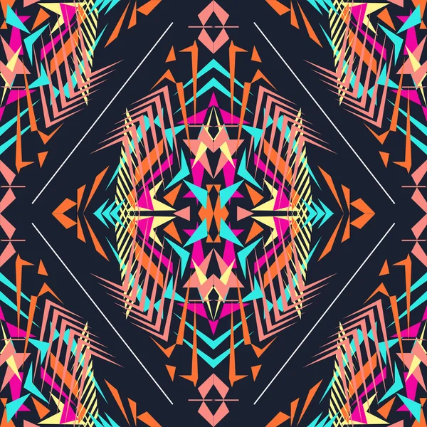 Tekstura wektor. Tribal wzór geometryczny. Electro boho kolor trendu. Aztec ozdobnych styl — Wektor stockowy