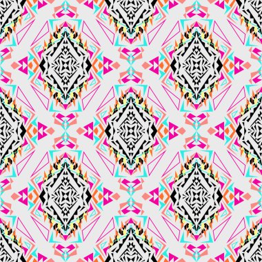 Vektör sorunsuz doku. Kabile geometrik desen. Elektro boho renk eğilim. Aztek süs stili