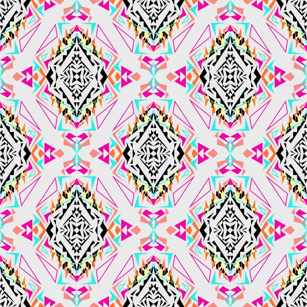 Texture vectorielle transparente. Modèle géométrique tribal. Electro tendance de la couleur boho. Style ornemental aztèque — Image vectorielle