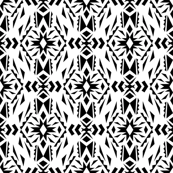 Textura sin costura vectorial. Patrón geométrico tribal blanco y negro — Archivo Imágenes Vectoriales