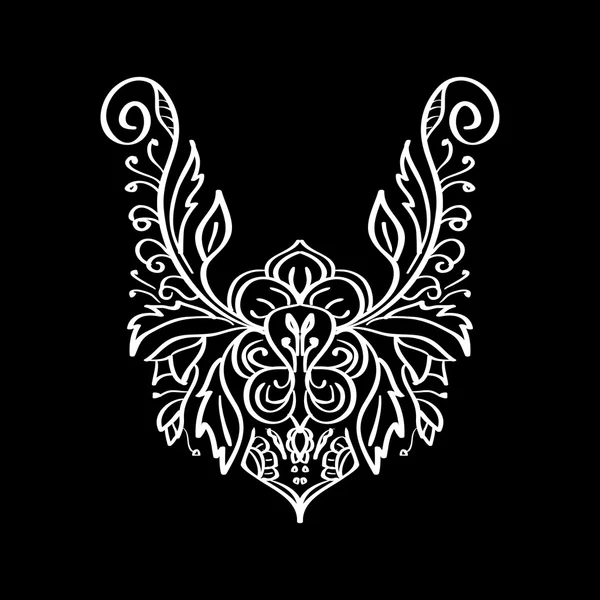 Diseño de escote floral vectorial para la moda. Flores y hojas cuello print — Vector de stock