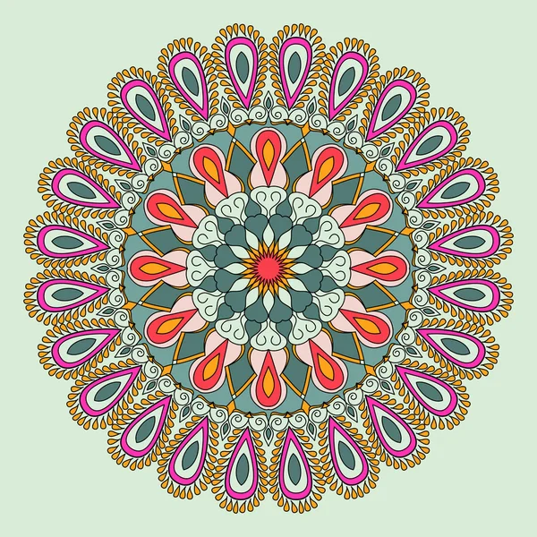 Vetor floral mandala colorido. Elemento de design bonito em estilo étnico. Indiano, árabe, motivos orientais — Vetor de Stock