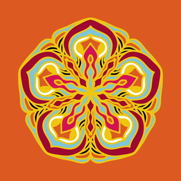 Vector floral mandala colorido. Hermoso elemento de diseño en estilo étnico. India, árabe, motivos orientales . — Vector de stock