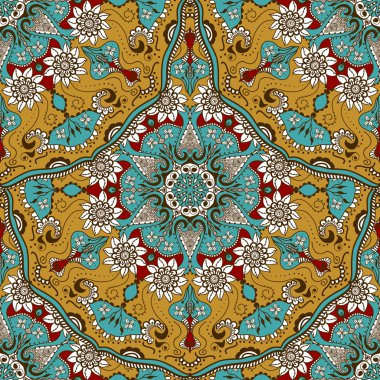 Vektör çiçek mandala Hint tarzı ile sorunsuz doku. Mehndi süs arka plan