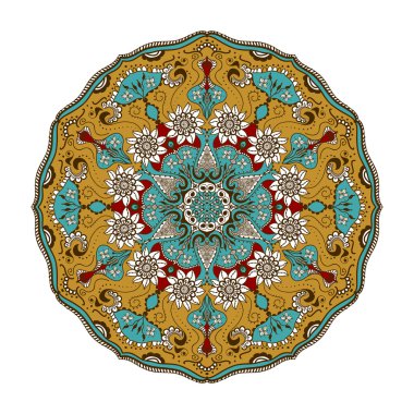 Vektör çiçek mandala Hint tarzı. Mehndi süs çiçek. Elle çizilmiş etnik desen