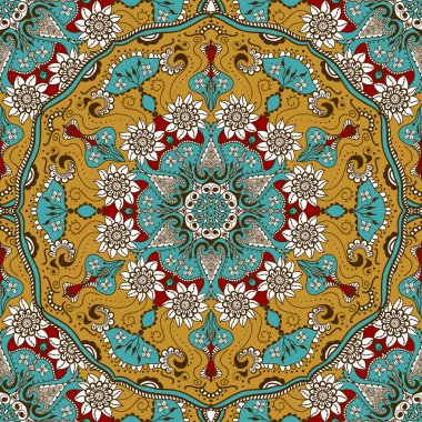 Vektör çiçek mandala Hint tarzı ile sorunsuz doku. Mehndi süs arka plan