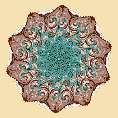 Vektör çiçek mandala Hint tarzı. Mehndi süs çiçek. Elle çizilmiş etnik desen