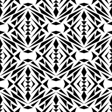 Vektör sorunsuz doku. Siyah ve beyaz kabile geometrik desen. Aztek süs stili