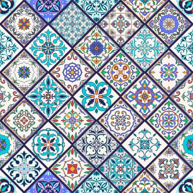 Vektör sorunsuz doku. Güzel mega patchwork desen tasarım ve moda dekoratif elemanları ile için