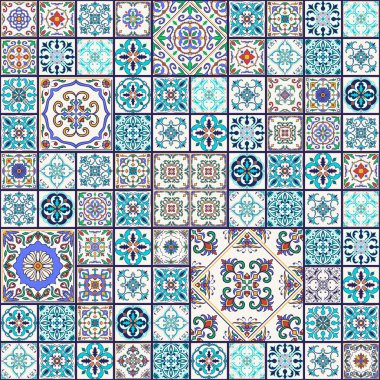 Vektör sorunsuz doku. Güzel mega patchwork desen tasarım ve moda dekoratif elemanları ile için