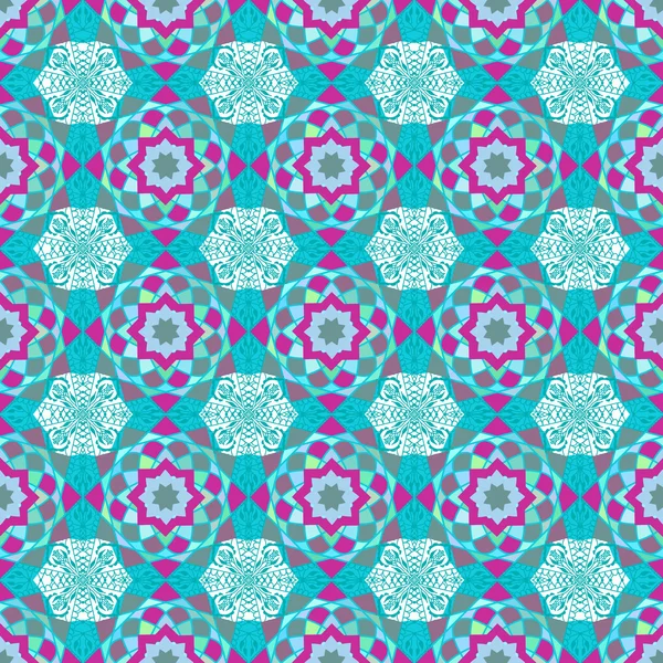 Векторная бесшовная текстура. Арабский мусульманский геометрический узор с мозаичными орнаментами — стоковый вектор