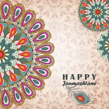 Vektör tebrik kartı Krishna Janmashtami için