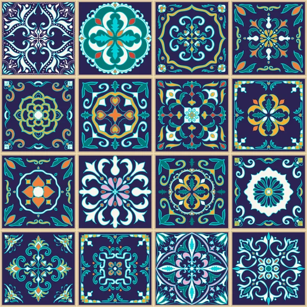 Textura sin costura vectorial. Hermoso patrón de patchwork para el diseño y la moda con elementos decorativos — Archivo Imágenes Vectoriales