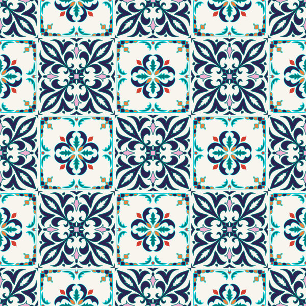 Векторная бесшовная текстура. Красивый цветной узор для дизайна и моды с декоративными элементами
