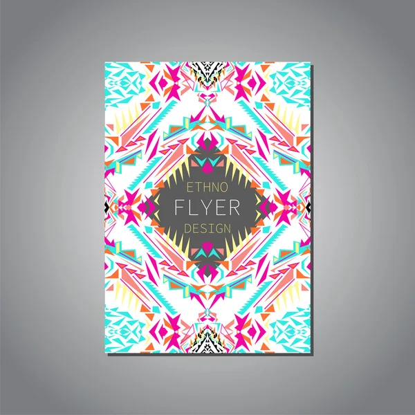 Vector geometrische kleurrijke brochure sjabloon voor het bedrijfsleven en de uitnodiging. Azteekse, etnische, tribal stijl. A4-formaat — Stockvector
