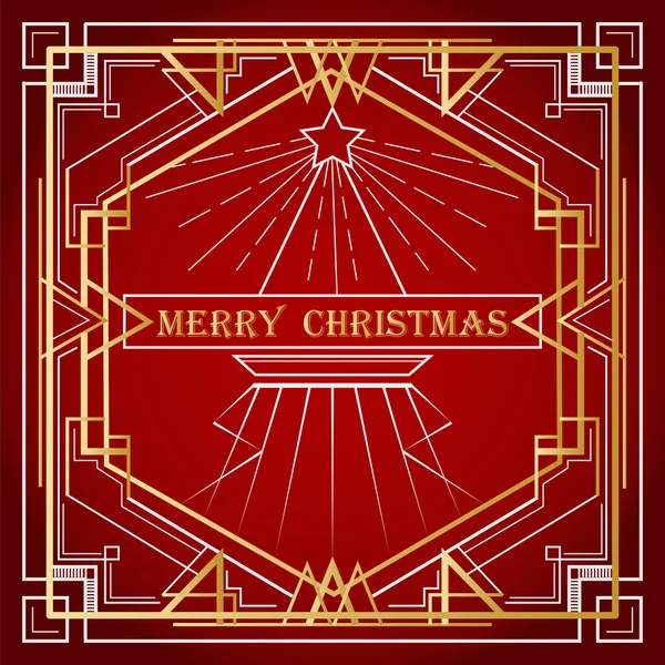 矢量的圣诞贺卡。圣诞的祝福 ！祝贺的背景与圣诞树、 文本和老式的线性框架 — 图库矢量图片