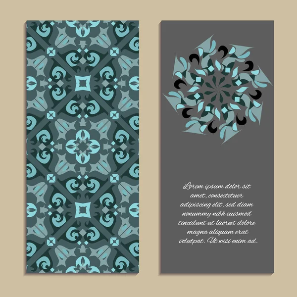 Conjunto Vectorial Coloridos Banners Verticales Para Negocios Invitaciones Adorno Étnico — Vector de stock