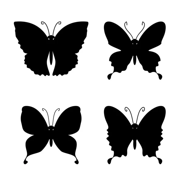 Collection of butterflies silhouettes — Stock Vector